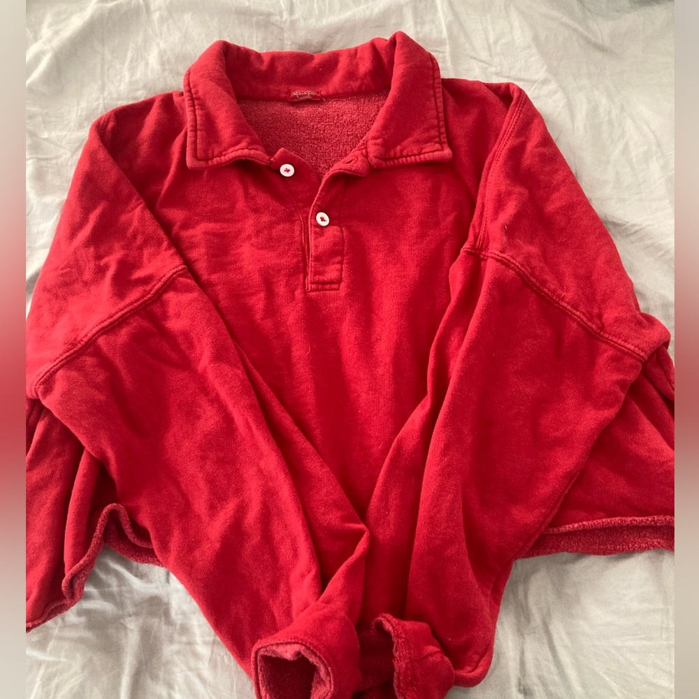 John Galt cropped collared crewneck
